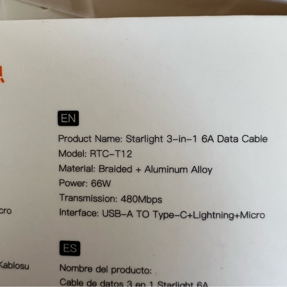 New Black Braided 3-in-1 Lightning Charging Cable for Phones & Laptops - Picture 5 of 5